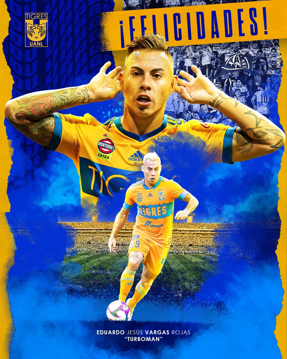 TigresOficial's tweet photo. 🎂🐯 ¡Hoy felicitamos en su aniversario a Edu Vargas! 🫂🇨🇱 ¡Abrazo de gol en Final, chileno querido! https://t.co/CSjXHsHbNO