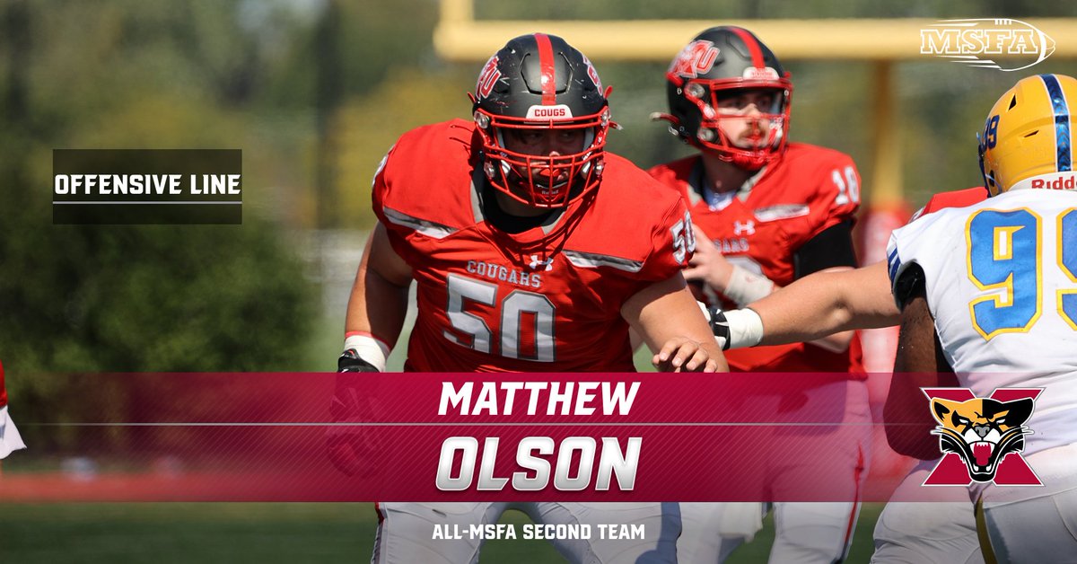 Congrats to Matthew Olson from <a href="/SXUFootball/">SXU Football</a> on being named All-MSFA Second Team! #GoCougs🐾🏈 #WeAreSXU