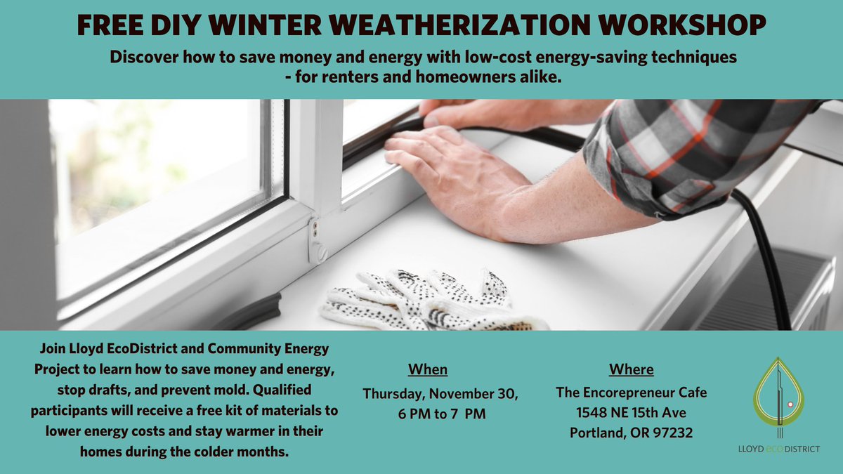 The weather is getting colder and we want you to stay cozy (without your heating bill sky-rocketing)! Join us and <a href="/CEP2U/">Community Energy Project</a> on Nov 30 to discover how to save money and energy with low-cost energy-saving techniques, for renters and homeowners alike. RSVP here: ecolloyd.org/events/winter-…