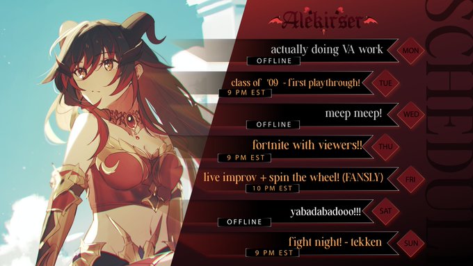 SCHEDULE FOR THIS WEEK! (NOV 20 - 26)

very fun fun stuff before my debut anniversary next week!

art