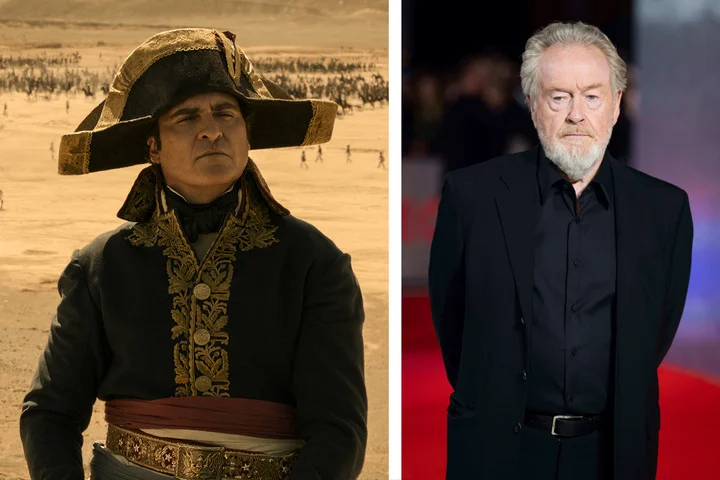 SitoCinema's tweet photo. Ridley Scott y Joaquin Phoenix presentando #Napoleon  en España: "Hicisteis muy bien echando a los franceses".

Fuente https://t.co/RQNYtCEjHq https://t.co/5xL5AUdR2Q