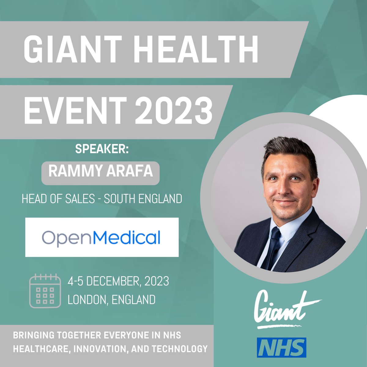 GIANT Health is proud to announce Rammy Arafa, Head of Sales-South England @OpenMedicalLtd as a speaker at #GIANT2023 🗣️Join us at #NHS ICS/ICB Congress & learn how to help people understand the best practices for working within the NHS ICS/ICB landscape 🎫giant.health/tickets