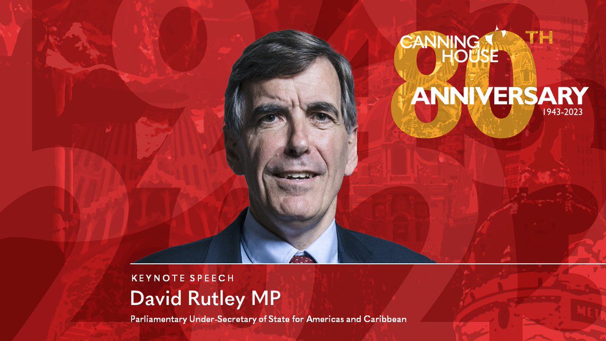 Canning_House's tweet photo. Finally, @DavidRutley MP delivers our keynote speech - on the historic, contemporary and future ties between the UK and #LatinAmerica:

Values. Climate. Trade. Security.

After 80 years, Canning House continues to build these invaluable relationships 🤝 #CH80 https://t.co/eUm5IjqrG3