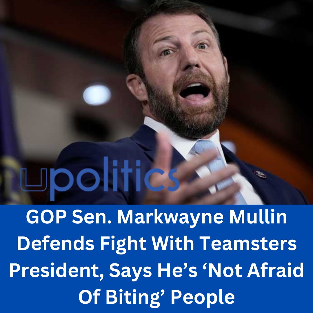 upoliticsnow's tweet image. Sen. Markwayne Mullin (R-Oklahoma) said that Oklahomans “would be pretty upset” if he had not stood up to Teamsters leader Sean O’Brien during a Senate hearing on Tuesday.

Full Story Here: tinyurl.com/nhaebdfb

#markwaynemullin #Oklahoma #seanobrien #berniesanders
