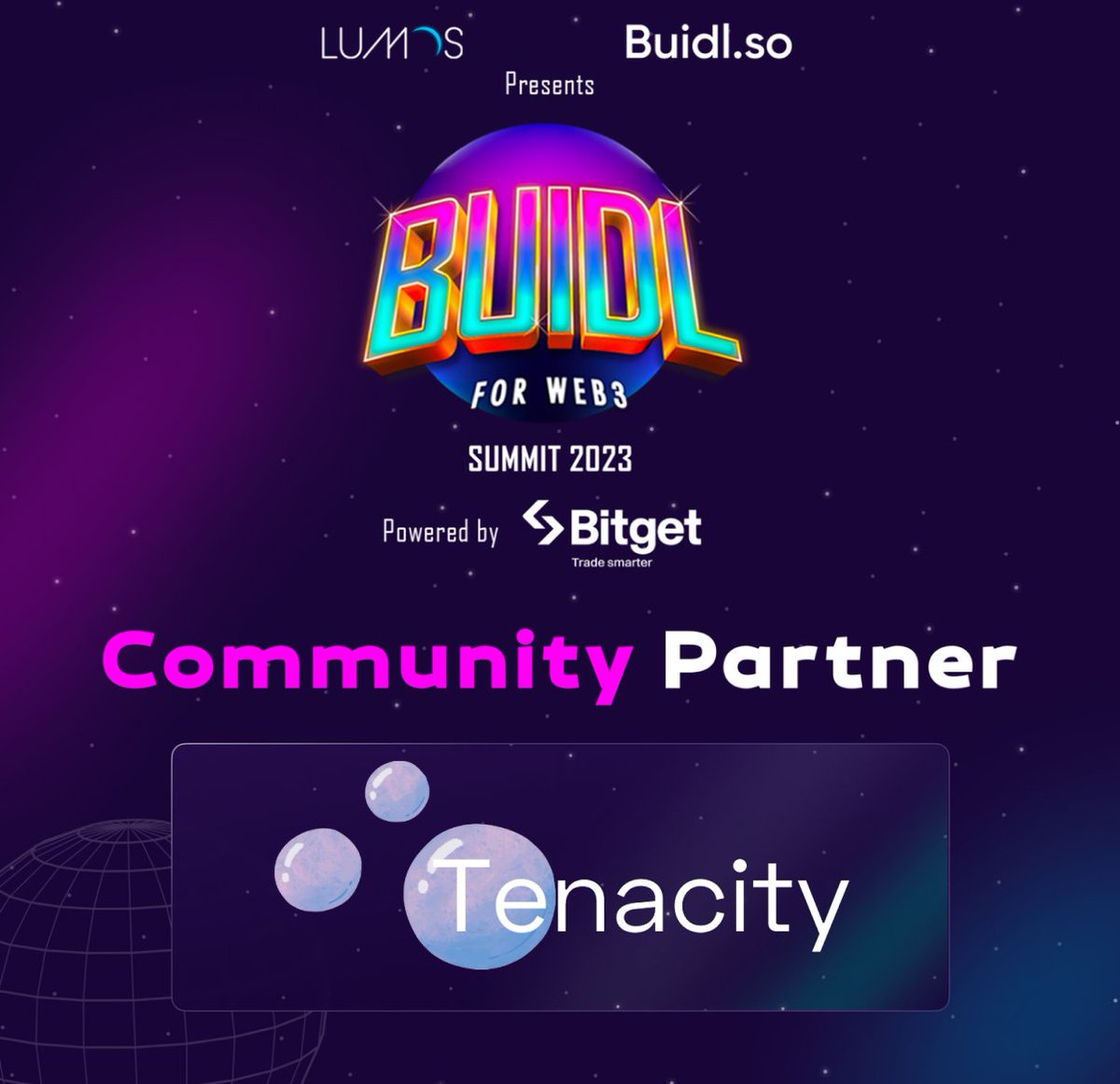 TenacityComm's tweet photo. Exciting news! 🚀

We're Thrilled to partner with @lumoslabsHQ and @BuidlersTribe for the mega Build for Web3 Summit 2023 at #Bengaluru

🎁 Register now: https://t.co/E3m7w1mPmT

#BuidlForWeb3 #B4W323 

P.S. Exclusive Giveaways just for our community Members - Stay Tuned 🎉 https://t.co/FVbwwWthHe