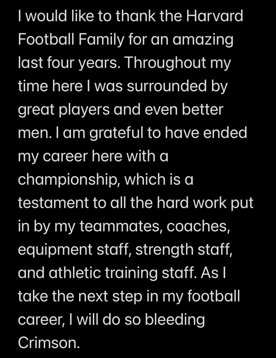Jacob Rizy (@jacobrizy) on Twitter photo Today I have officially entered the transfer portal with 2 years of eligibility. I plan on graduating in May 2024.
Started 21 games
All Ivy and All New England accolades
Film up soon
<a href="/TransferPortal_/">Transfer Portal</a> <a href="/RivalsPortal/">NCAA Transfer Portal</a> <a href="/farrellportal/">FarrellPortal</a> <a href="/CollegeFBPortal/">College Transfer Portal</a> <a href="/Crim_Recruiting/">Harvard FB Recruiting</a> Today I have officially entered the transfer portal with 2 years of eligibility. I plan on graduating in May 2024.
Started 21 games
All Ivy and All New England accolades
Film up soon
<a href="/TransferPortal_/">Transfer Portal</a> <a href="/RivalsPortal/">NCAA Transfer Portal</a> <a href="/farrellportal/">FarrellPortal</a> <a href="/CollegeFBPortal/">College Transfer Portal</a> <a href="/Crim_Recruiting/">Harvard FB Recruiting</a>