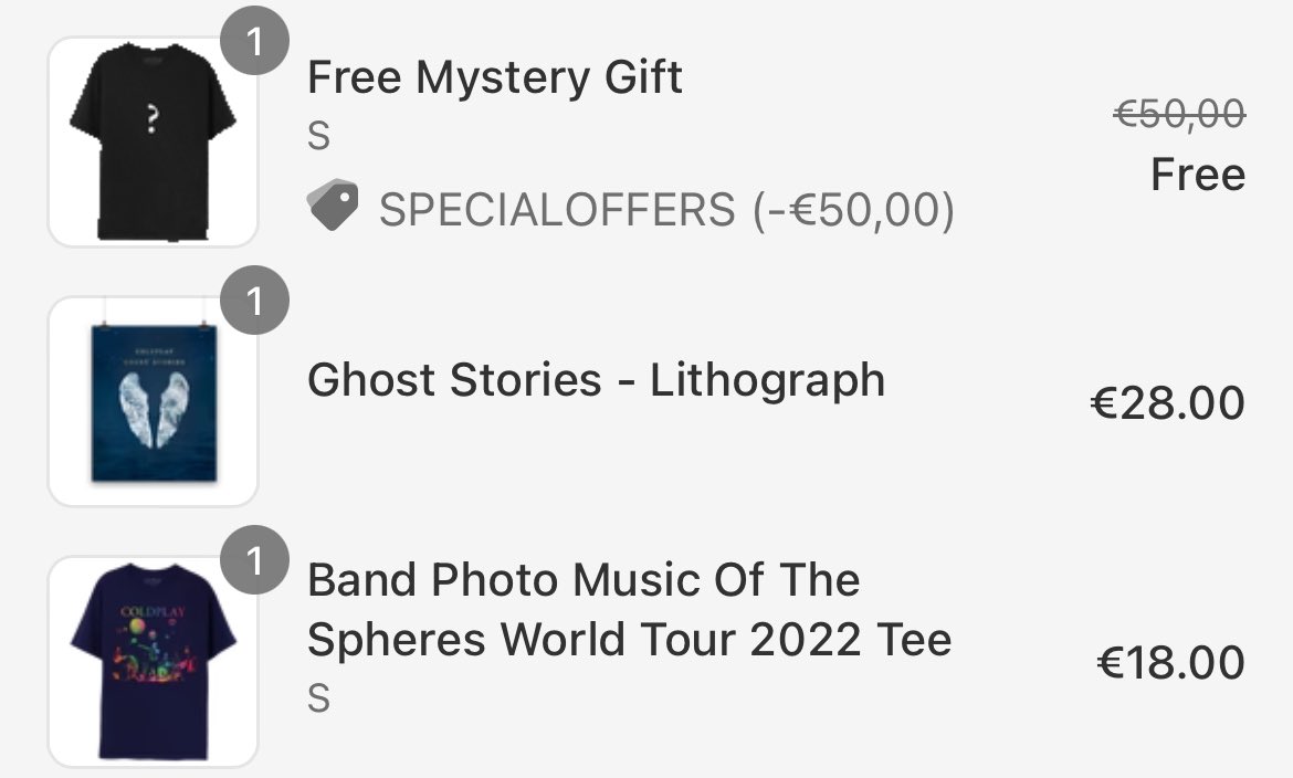 I already have too many Coldplay tees. So buying another shirt to get another free one? makes complete sense to me 😌