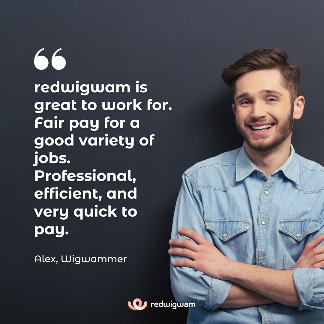 redwigwam's tweet photo. 'Thanks so much Alex! 

Link in bio to start your flexible working journey with redwigwam.

#redwigwam #fridayvibes #feedback #sidehustle #temporaryjobs #flexiblework #jobforstudents #jobsforparents #changingworkforgood #hiringnow #recruiting https://t.co/Mh7OuGujtA