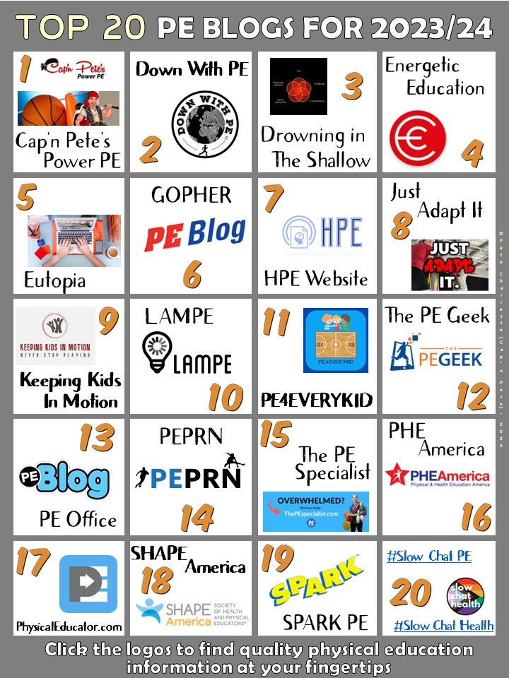 🌟 Discover the ultimate PE resource! Dive into my latest blog: "Top 20 PE Blogs for #PhysEd T's" 📚. Gain fresh insights, strategies, and connect with a global PE community. Plus, grab your FREE Top 20 PE Blogs Guide PDF!  ➡️ bit.ly/PETopBlogs