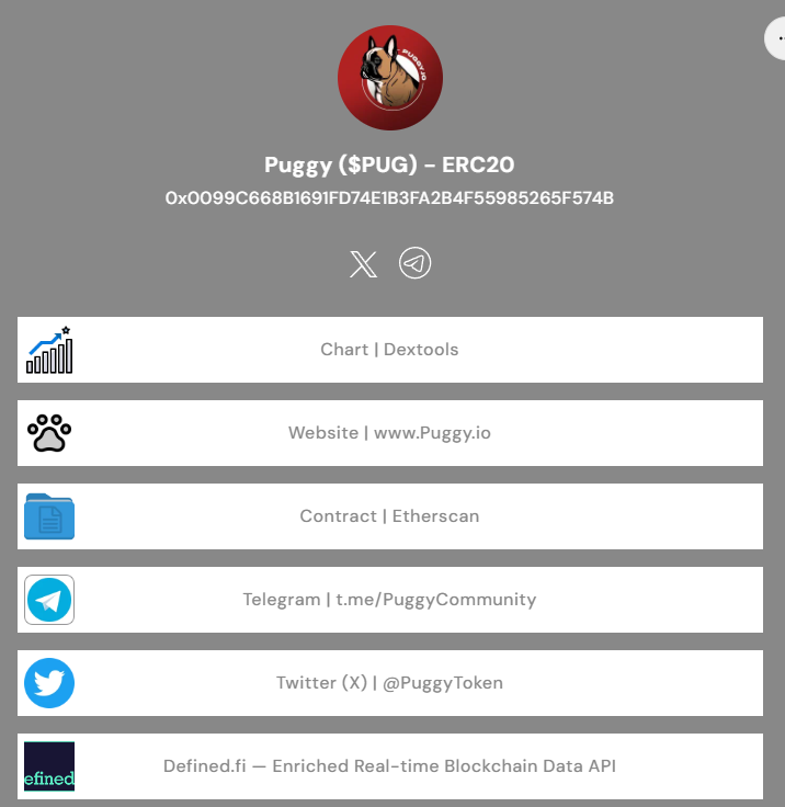 PuggyBASE's tweet photo. The official $PUG Linktree is live! 🌴🚀
Share it with your friends! 🔥

Soon, we will be finishing completing all social links for #Puggy and then update our Dextools information! 📊

Share it with your friends:
https://t.co/e8N5ffKzJ4 🌴 https://t.co/hZJmjqtPGS