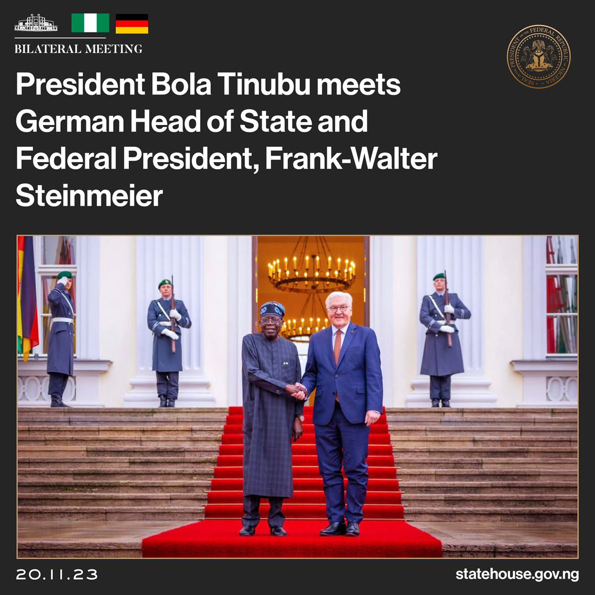 President Bola Tinubu meets German Head of State and Federal President, Frank-Walter Steinmeier

#PBATInBerlin