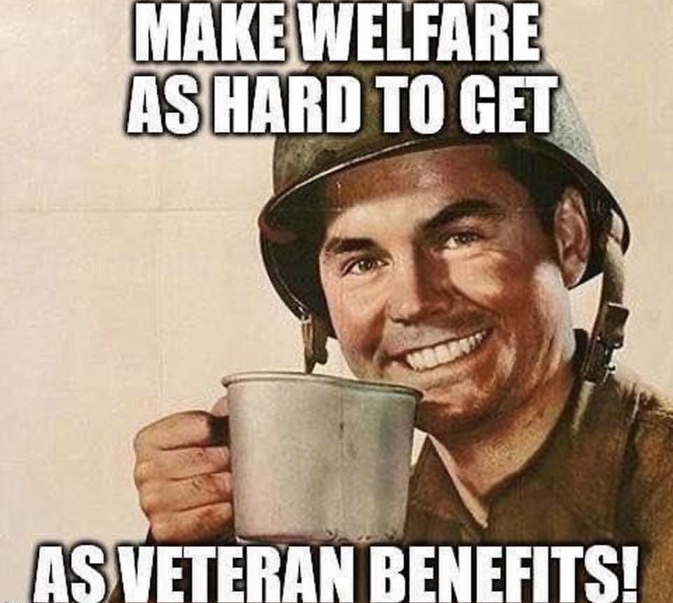 🤷‍♂️ I think it should be even harder to get welfare than it is to get VA benefits. 

🤔 What do you think?

#va #veterans #veteranaffairs #welfare