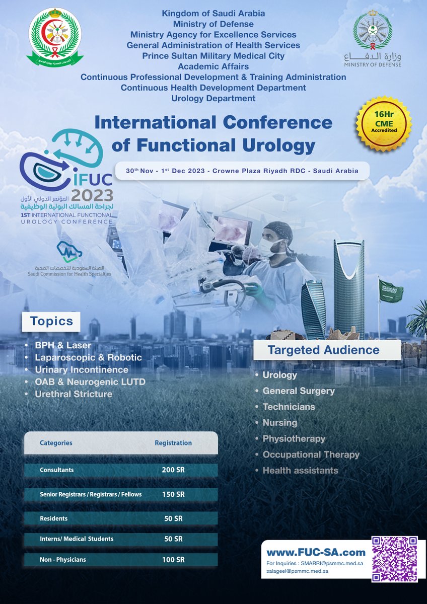 🔵Secure your seat! Don't miss out the opportunity to dive into cutting-edge research and network with #Urology experts in #International_Conference_of_Functional_Urology. Register Now🔗: fuc-sa.com