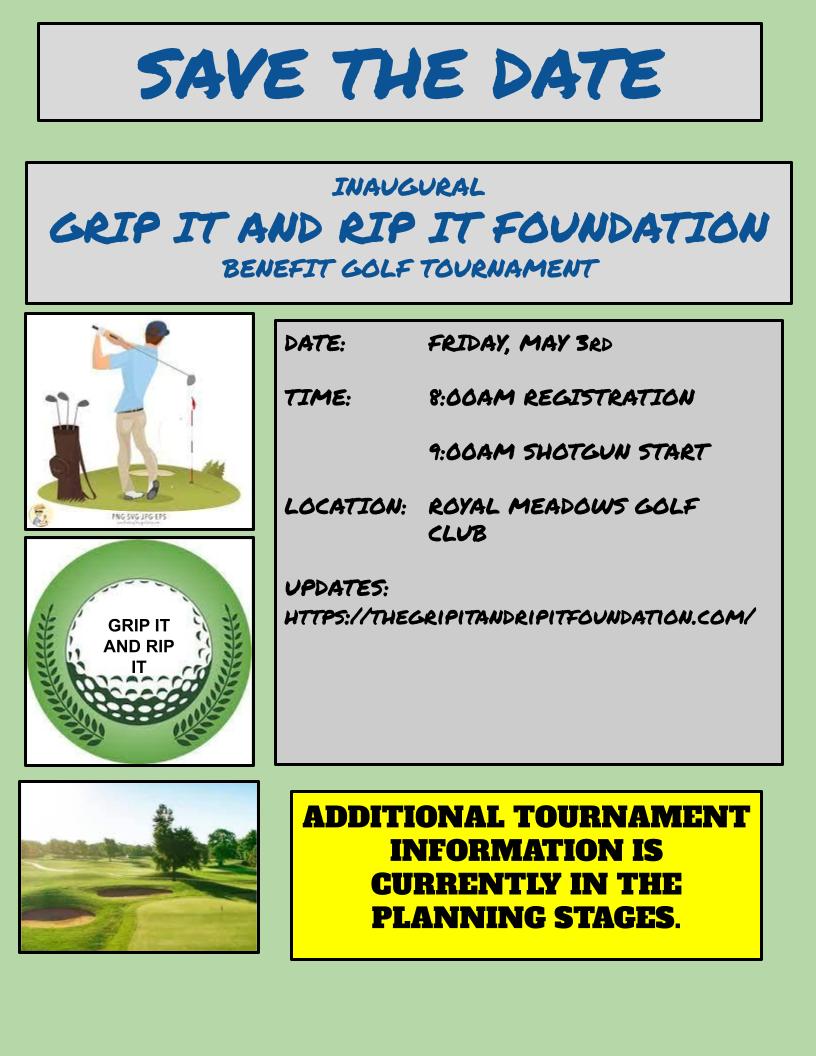 Attention Golfers!! More info coming soon! Volunteers needed. Donations will be needed for raffle items, etc. Contact Coach Peek for info. kpeek1125@gmail.com #GRIPITANDRIPIT!