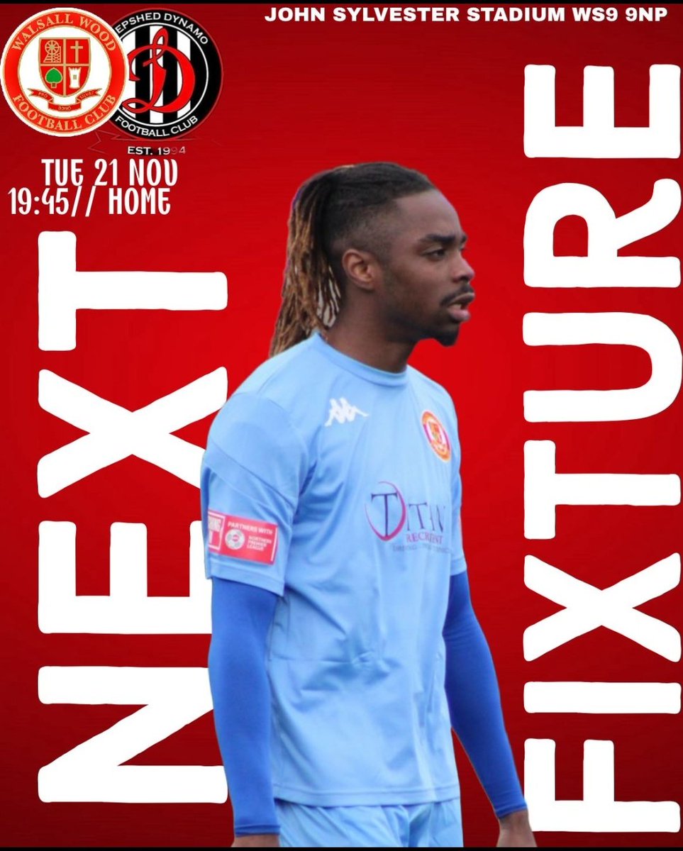 📢 NEXT UP

And back to league action as we welcome <a href="/ShepshedDynamo/">Shepshed Dynamo FC</a> tomorrow evening!

📅 Tuesday 21st November 
🆚 <a href="/ShepshedDynamo/">Shepshed Dynamo FC</a>
🏟️ The John Sylvester Stadium 
🚗 WS9 9NP 
🕜 7.45pm 
🎟️ Adults £6, Concessions £5, Accompanied U18’s £1

#FTGOTW #TitanRecruitUK #FORMBEND