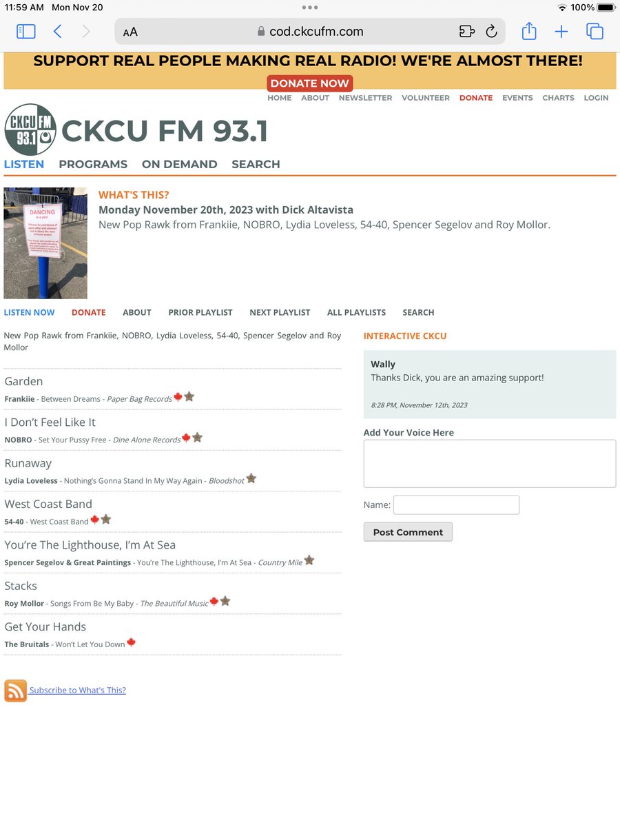 Do you enjoy commercial free, talk free radio? If so then @CKCUFM What’s This is for you. Streaming cod.ckcufm.com/programs/615/6… @frankiietheband @nobromusic @lydia_loveless @SpencerSegelov @roypetermoller @TheBruitals #CKCUFM