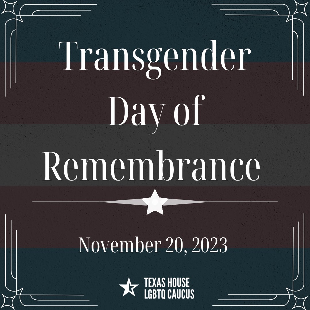 🧵 Today, #TransDayofRememberance we mourn our #Trans, #NonBinary, and #GenderExpansive siblings whose lives were taken this year, and every year. 

#txlege #TDOR #ProtectTransLives #TransLivesMatter