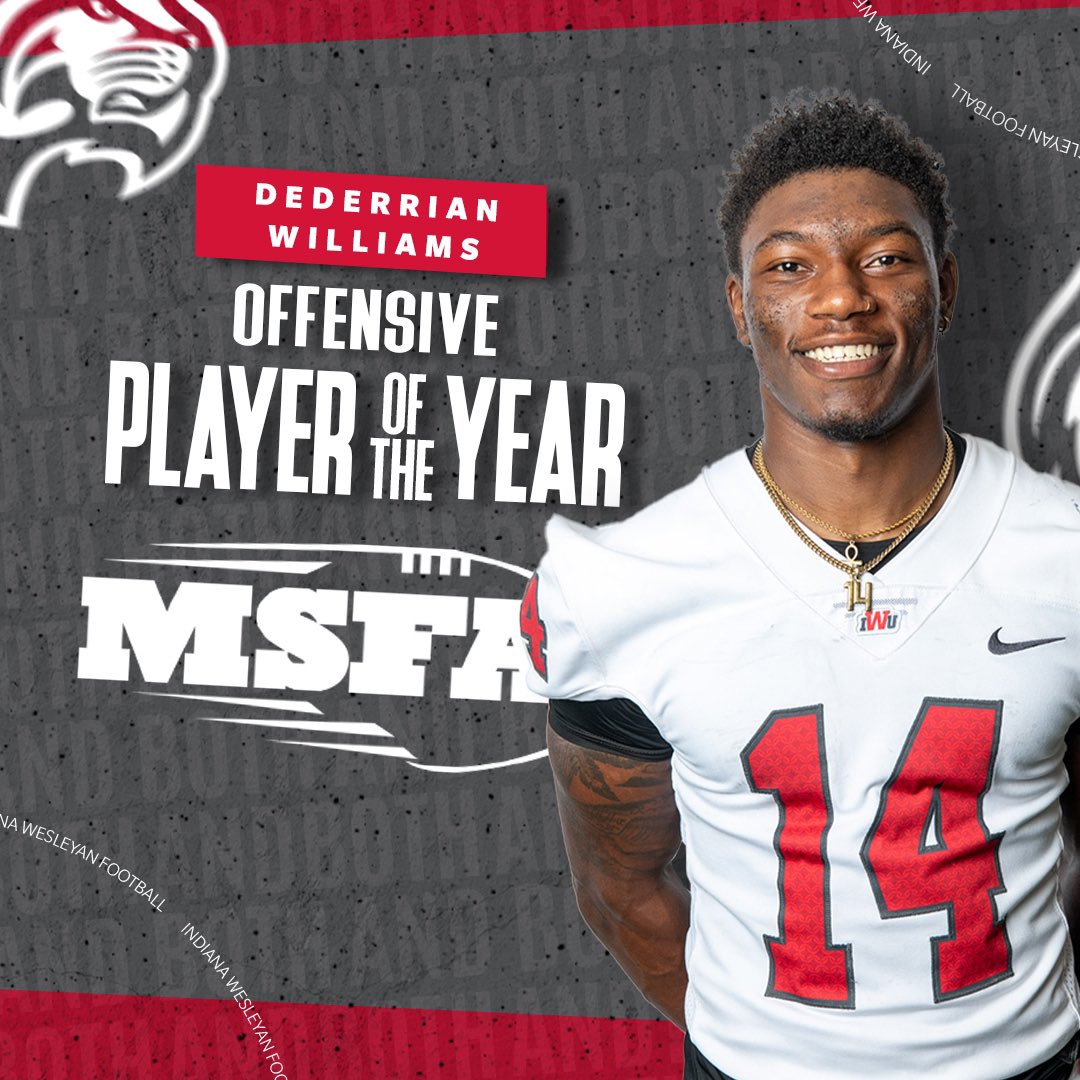 Congratulations to Dederrian Williams for being named the 2023 MSFA Mideast Offensive Player of the Year and to the All-MSFA First Team! 👏🏈

📰 IWUWildcats.com

#BothAnd | #OneBlood