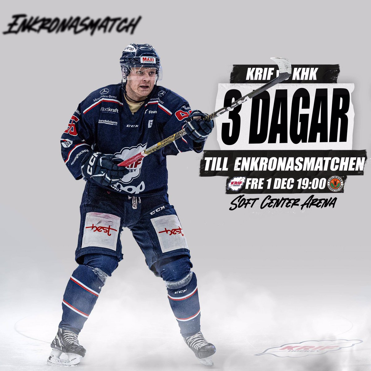 KRIFHockey's tweet photo. Familjefest! Derby mot KHK!
✔️Biljetter https://t.co/eXLcOLmgTP - först till kvarn!
✔️Serveringstält utanför arenan öppnar kl 17.15 (öl o vinrättigheter)
✔️Möbelmästarna VIP Lounge är utsåld!
✔️50/50 https://t.co/K7vxV2NU7r
#KRIF #KHKofficiella #blackbugs #wa https://t.co/MqT2gRDAT3