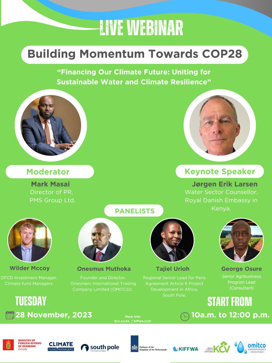 MarkMasai's tweet photo. Join us this morning for a webinar scheduled for 10:00 a.m. to 12:00 p.m. (GMT).  @KCV_Kenya Building Momentum Towards COP28 that starts in 2 days
Zoom link:
https://t.co/pI5RNxIXCZ
Meeting ID: 891 6041 3023
Passcode: 006802 https://t.co/WNmkxjVbon
