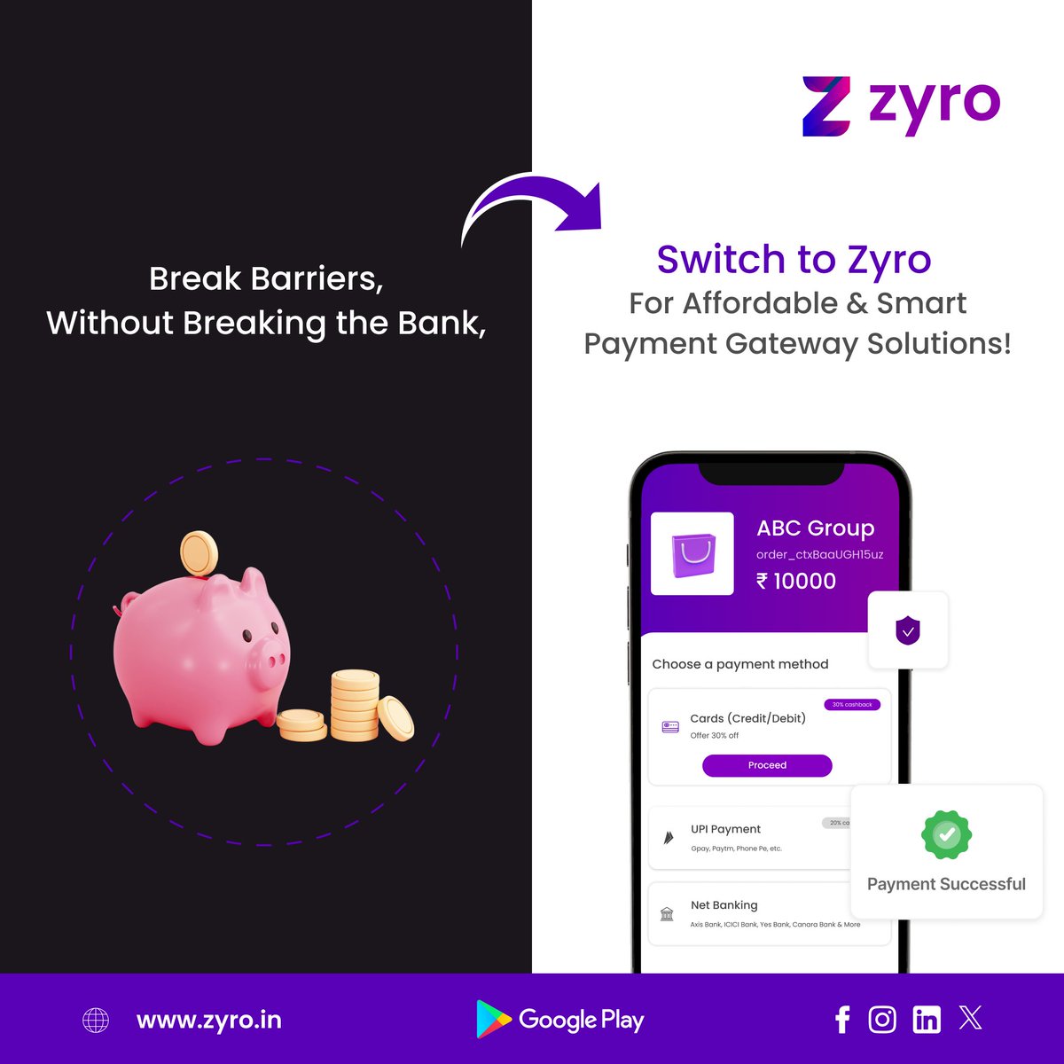 myzyro's tweet image. Switch to Zyro for cost-effective, smart payment gateway solutions. Your gateway to success is just a click away! 🌟 

#ZyroPayments #PaymentGateway #OnlineBusiness #DigitalPayments #Zyro