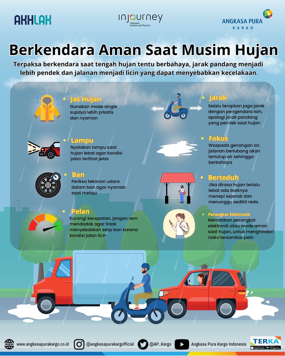 AP_Kargo's tweet photo. Menyambut tetesan hujan dengan langkah keamanan yang serasi 🌧️🚗 Setiap putaran roda adalah tarian hati-hati dan setiap kilometer adalah cerita perjalanan keamanan.

Mari bersama-sama berkendara dengan bijak, karena keselamatan selalu menjadi gaya terbaik!
.
.
#MusimHujan #APK https://t.co/TyspGzh3Gy