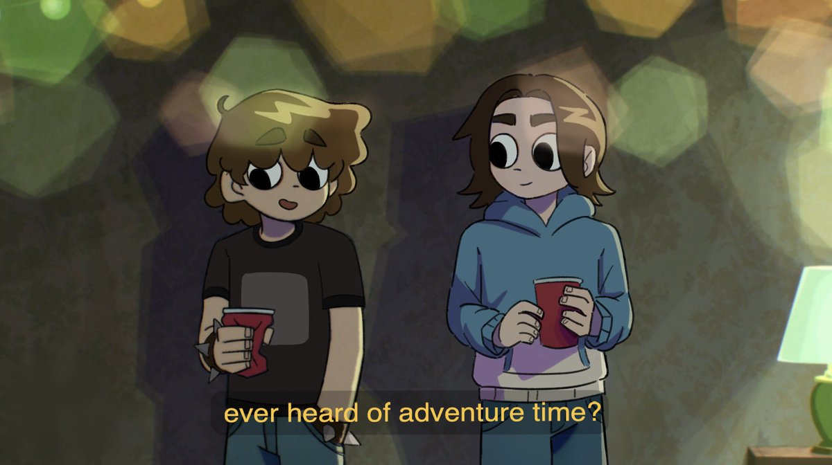 _fopdoodle's tweet photo. i drew me and my partner as this scott pilgrim scene :)

#ScottPilgrimTakesOff https://t.co/o46qZ9BQXi