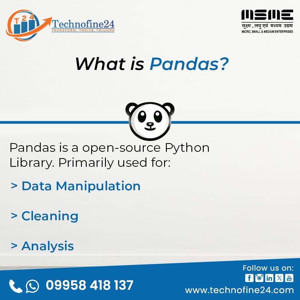 TechnoFine24's tweet image. Unlock the power of programming with pandas in Python! Dive into data manipulation, analysis, and visualization effortlessly. Transform your coding experience with this versatile and powerful library. 🐼🐍 #pythonpandas
#technofine #PythonPandaParty #PandaPowerInPython