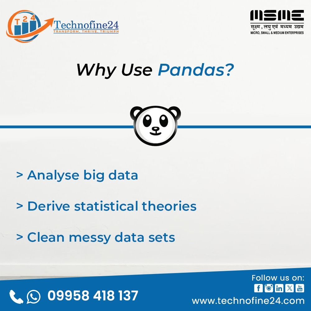 TechnoFine24's tweet image. Unlock the power of programming with pandas in Python! Dive into data manipulation, analysis, and visualization effortlessly. Transform your coding experience with this versatile and powerful library. 🐼🐍 #pythonpandas
#technofine #PythonPandaParty #PandaPowerInPython