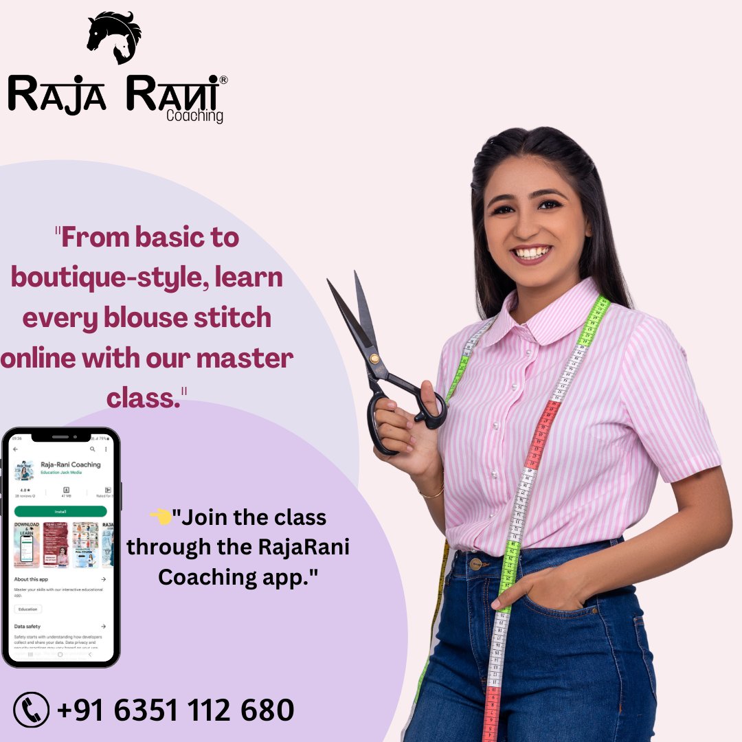 'From basic to boutique-style, learn every blouse stitch online with our master class.'                                                                  Click This Link:linktr.ee/RajaRani_Coach…
#rajaranicoaching