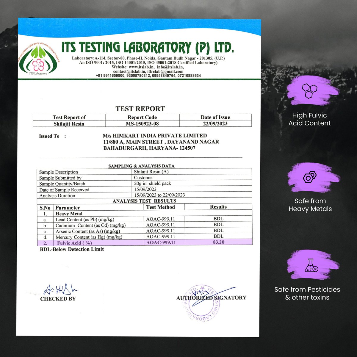 Every batch of our Shilajit is Lab tested in an NABL accredited facility. 

Purity and Transparency is the most important thing for us and for our customers ✨

#mypahadidukan #allthingsmountains
#shilajit #shilajeet #pureshilajit #fulvicacid