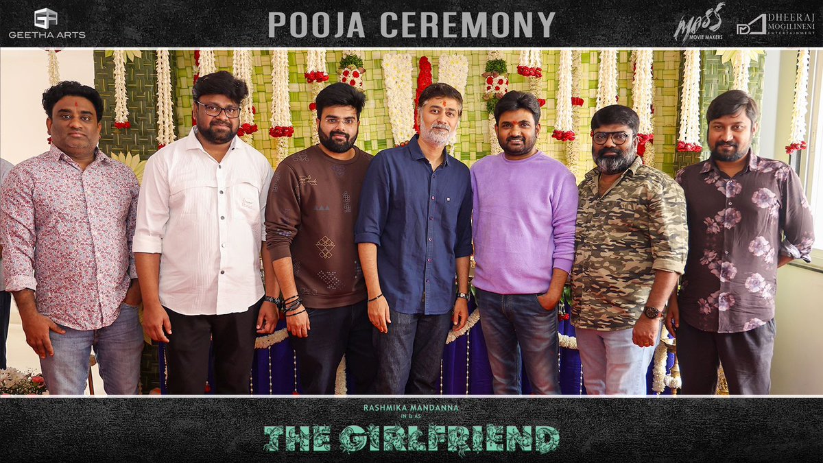 SureshPRO_'s tweet photo. #TheGirlfriend begins with a pooja ceremony amidst the team and its well-wishers 

Shoot begins soon!

#RAGARA
@iamRashmika @23_rahulr #AlluAravind @SKNOnline #VidyaKoppineedi @DheeMogilineni 
@HeshamAWMusic @MassMovieMakers #DheerajMogilineniEntertainment @GeethaArts https://t.co/znMsgMqjUC