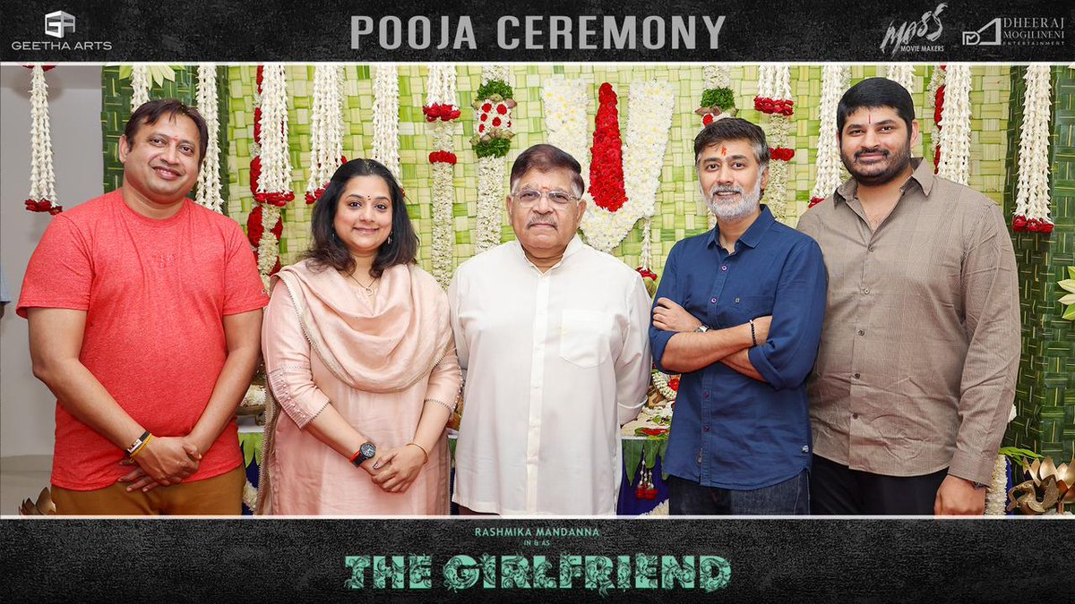 AndhraBoxOffice's tweet photo. #TheGirlfriend ft. #RashmikaMandanna begins with a pooja ceremony.

Shoot begins soon!

#RAGARA https://t.co/pimdNkRne0