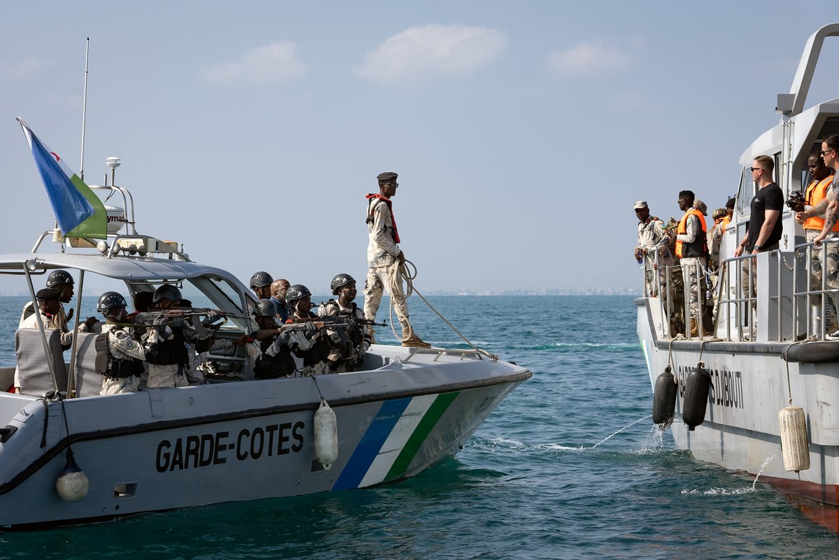 Great day to be on the water in the Gulf of Aden⛴️@FadDjibouti @USAfricaCommand during #BULLSHARK exercise with #Djibouti Coast Guard, @usairforce pararescue, & @USNavy #MSRON11 This exercise allows our joint forces great training opportunities & strengthening of our partnerships