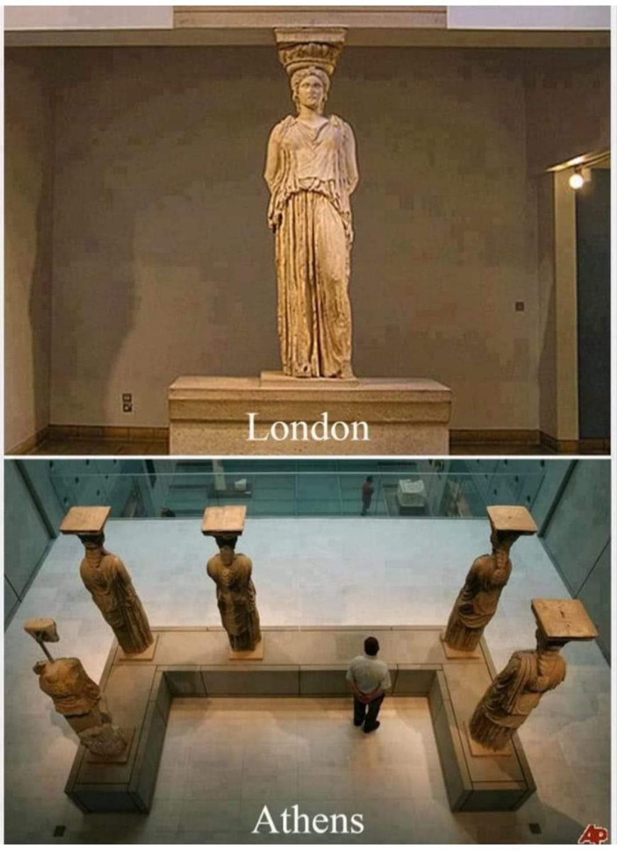 Hmm I wonder what is wrong with this picture?🤔 the Elgin marbles should’ve never been taken in the first place, reunify this beautiful piece of ancient history in its homeland so people can see it together as it should’ve always been. 
#greek #ancientgreece #ElginMarbles