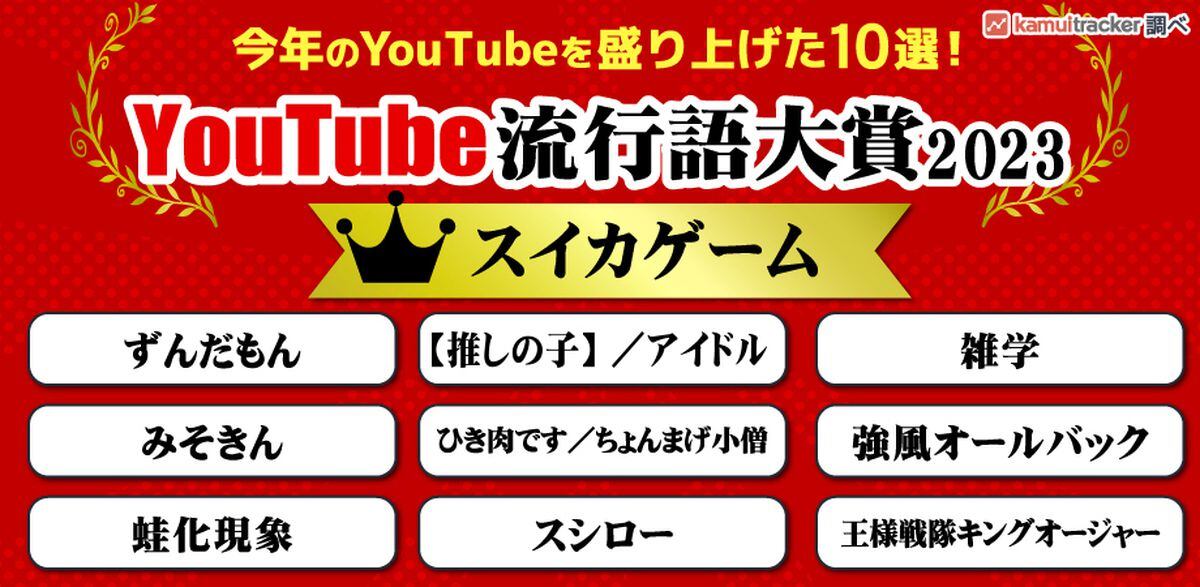 livedoornews's tweet photo. 【発表】「YouTube流行語大賞」が決定、大賞は「スイカゲーム」
https://t.co/NrbUuw4lNq

◆大賞
・スイカゲーム

◆ノミネートワード一覧
・ずんだもん
・【推しの子】／アイドル
・雑学
・みそきん
・ひき肉です／ちょんまげ小僧
・強風オールバック
・蛙化現象
・スシロー
・王様戦隊キングオージャー