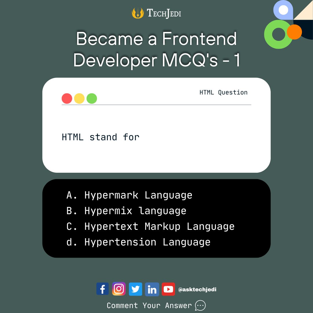 asktechjedi's tweet photo. HTML stand for ?
Register Now: https://t.co/Ana2AXXPOE
#html5 #coding #frontend #webdevelopment https://t.co/5dK7a0ai5J