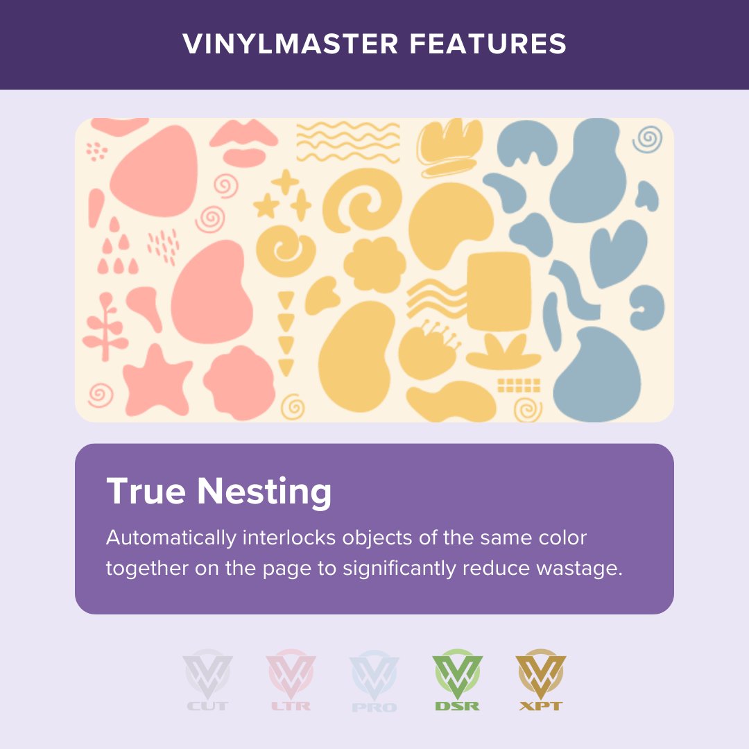 Unleash the power of efficiency! 🚀✂️ VinylMaster's True Nesting feature ensures optimal material usage, saving you time and costs. Maximize your creativity without wasting a single inch. Experience smart design with VinylMaster! #VinylMaster #TrueNesting #DesignSmart