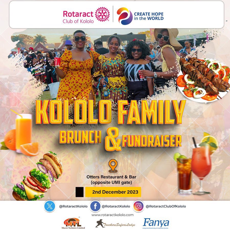 Rotaract Club of Kololo presents a fun-filled fundraiser brunch this Saturday on the 2nd of December. Come join us for good food, good vibes and a good deed at Otters Restaurant. #TheWarriors #Fundraiserbrunch #CreateHopeInTheWorld