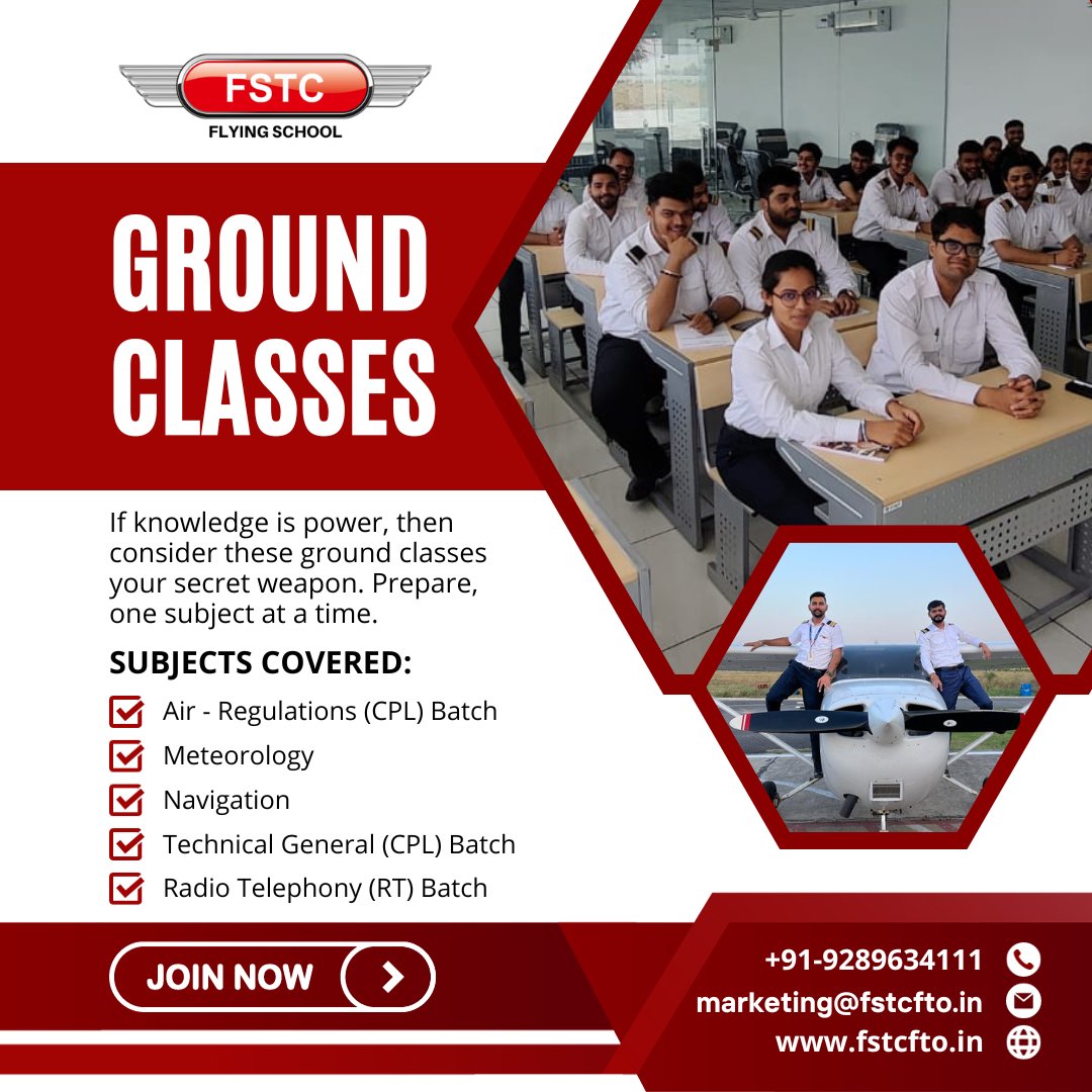 fstc_india's tweet image. Our #GroundClasses provide students with a comprehensive understanding of #aviationtheory &amp;amp; principles, equipping them with the knowledge necessary to excel in their future #careers as #pilots. #JoinNow 9810505783, 9599533034 marketing@fstcfto.in #FSTCFlyingSchool #fstc #cpl