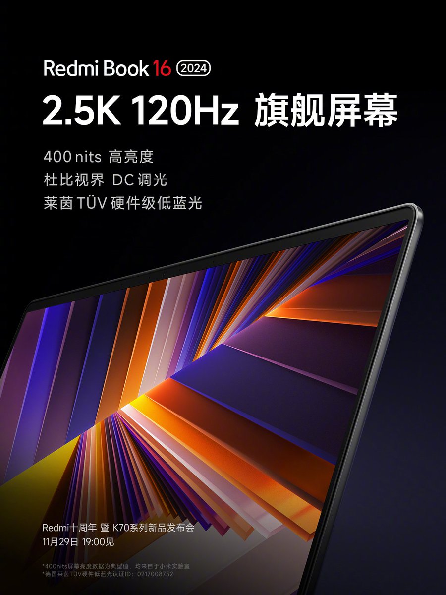 TechHome100's tweet photo. Redmi Book 16 2024 Edition

🔹2.5K 120Hz Display, 400 nits Brightness, Dolby Vision, DC Dimming
🔹Intel i5 13500H 
🔹72Wh🔋+ 100W GaN Charger
🔹Dual Fans and Dual Heat Pipes (47W)
🔹Full Metal Body
🔹1.68 kg weight
🔹15.9mm thin
#Redmi #Xiaomi #RedmiBook16 https://t.co/4tatxLK7gH
