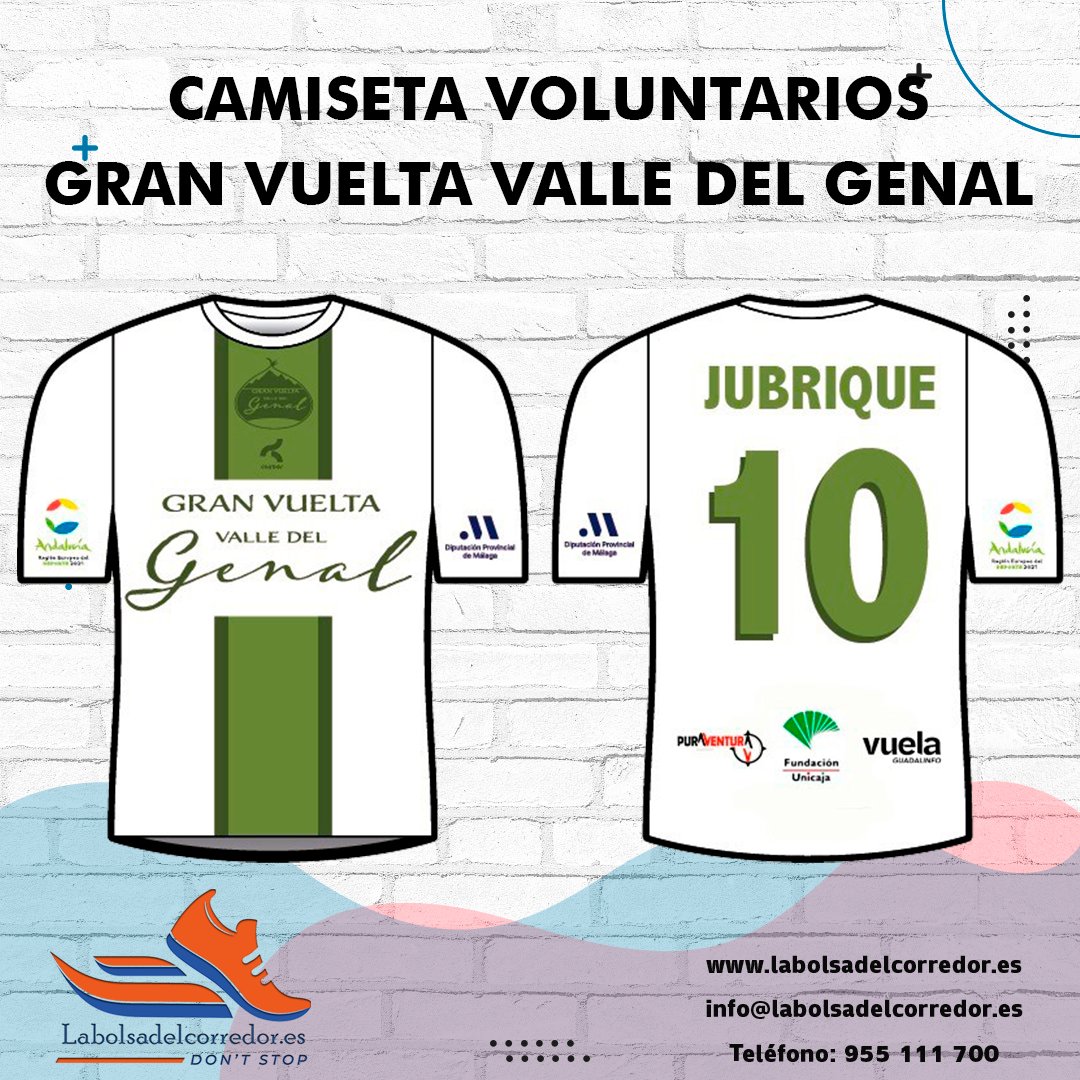 VOLUNTARIOS.
Camiseta 100% personalizada que hemos realizado para todos los voluntarios  de La Gran Vuelta Valle del Genal. Para lucir con orgullo el nombre de tu pueblo en tus espaldas.
labolsadelcorredor.es - info@labolsadelcorredor.es - Teléfono: 955111700