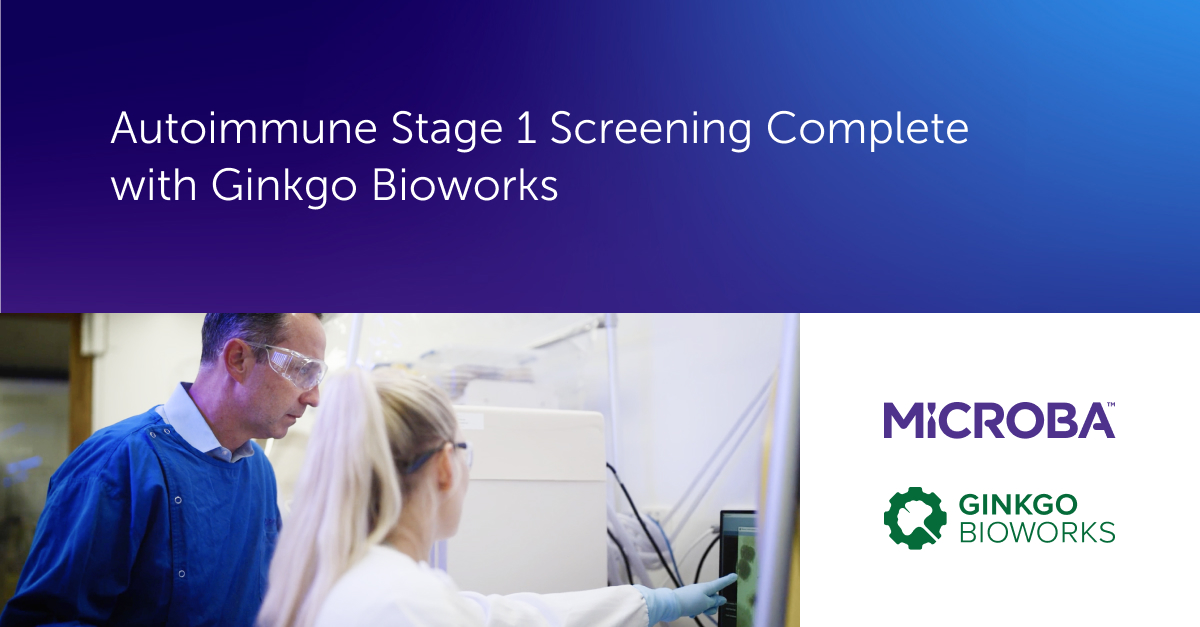 Microba’s Autoimmune disease program with synthetic biology leader @Ginkgo Bioworks reaches a key milestone; the completion of Stage 1 activity screening of lead strains. Read the full update here: loom.ly/QnXGMtc