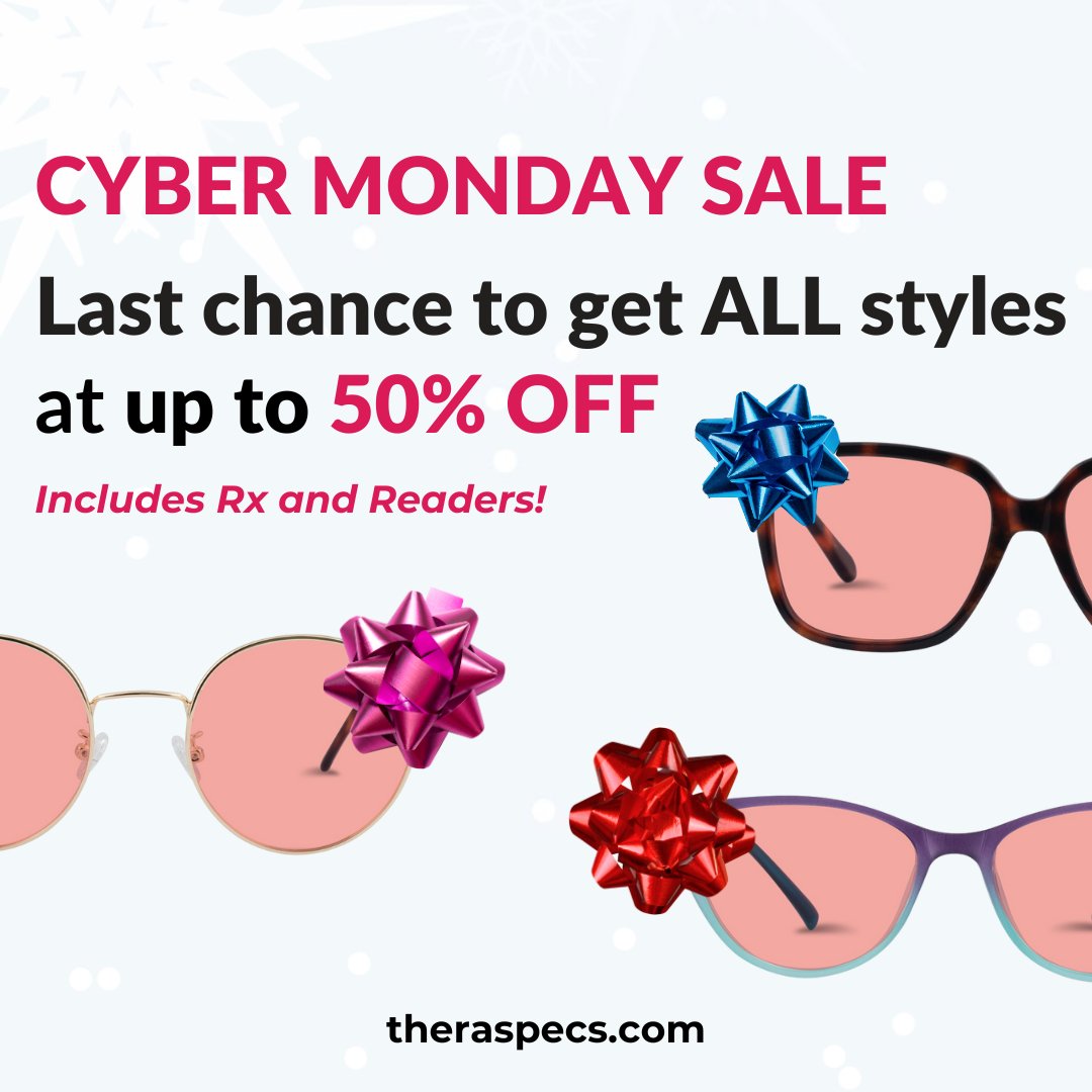 🚨 Last Call for Cyber Monday Deals! 🚨 Snag up to 50% off on select styles, enjoy top-notch blue light protection, and get free shipping within the US. Don't miss out — your eyes and brain will thank you 🧠💙
Shop here: theraspecs.com/shop