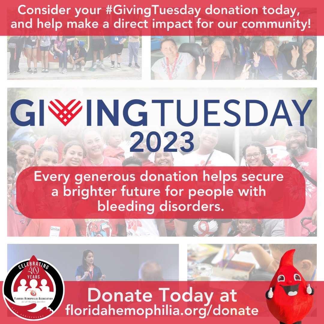 FLHemoAssoc's tweet image. This #GivingTuesday, let's rise by lifting each other up! ❤️

You can donate here: floridahemophilia.org/donate/ ✅