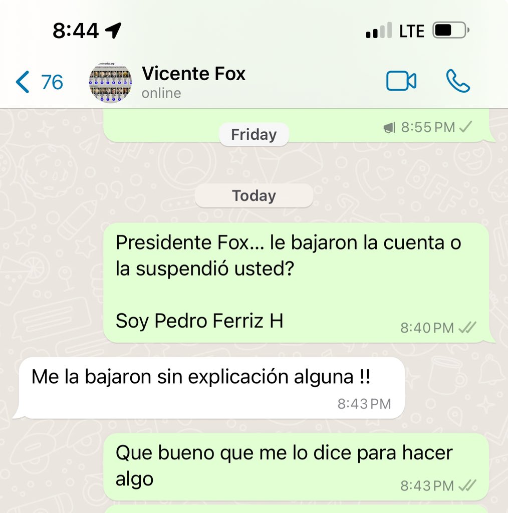 pedroferriz3's tweet photo. El expresidente #VicenteFox no dio de baja su cuenta. 

Se la suspendieron después de que Marianis le aventara a su aparato de bots

“Sin explicación alguna”

Podemos no estar de acuerdo  pero eso no da licencia a eliminar la libertad de expresión. 

¿Así nos va a tratar los medios y a los que no estemos de acuerdo con él ?