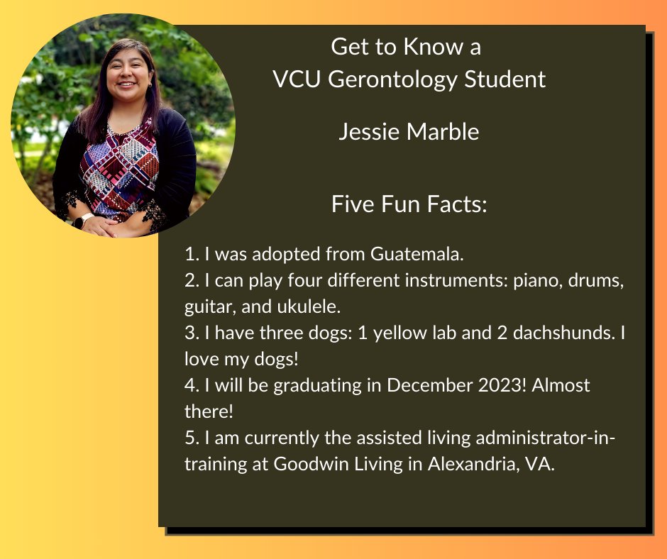 Meet Jessie Marble! Jessie is pursuing a Master of Science in Gerontology, specializing in Assisted Living Administration. Learn more about our NAB-accredited ALA program here: ow.ly/cZ2M50Qa5kp