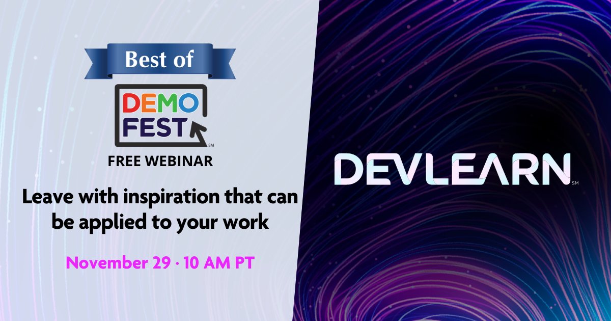 LearningGuild's tweet photo. Only two more days until the Best of #DemoFest webinar on November 29! Sign up for free and get inspired for your own projects: https://t.co/aUnycOBdM8 https://t.co/190vlTeU55