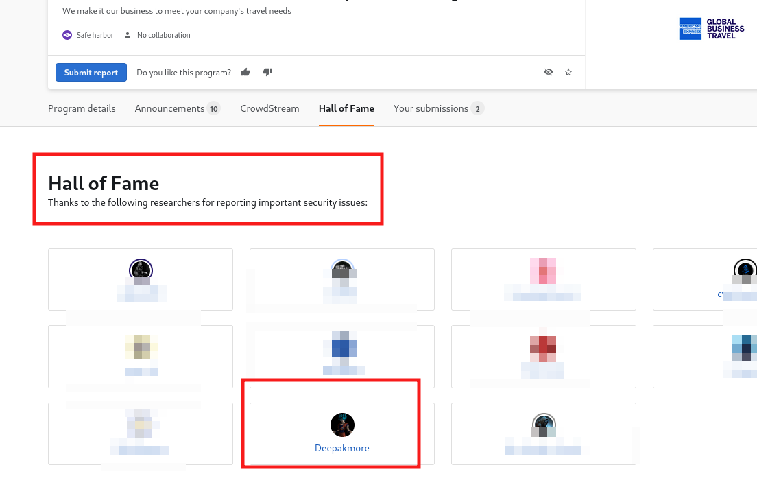 s4msec's tweet photo. Hall Of Fame From @amexgbt   

#bugbounty #bugcrowd #cyber #privacy #HOF https://t.co/3NfRp5clPw