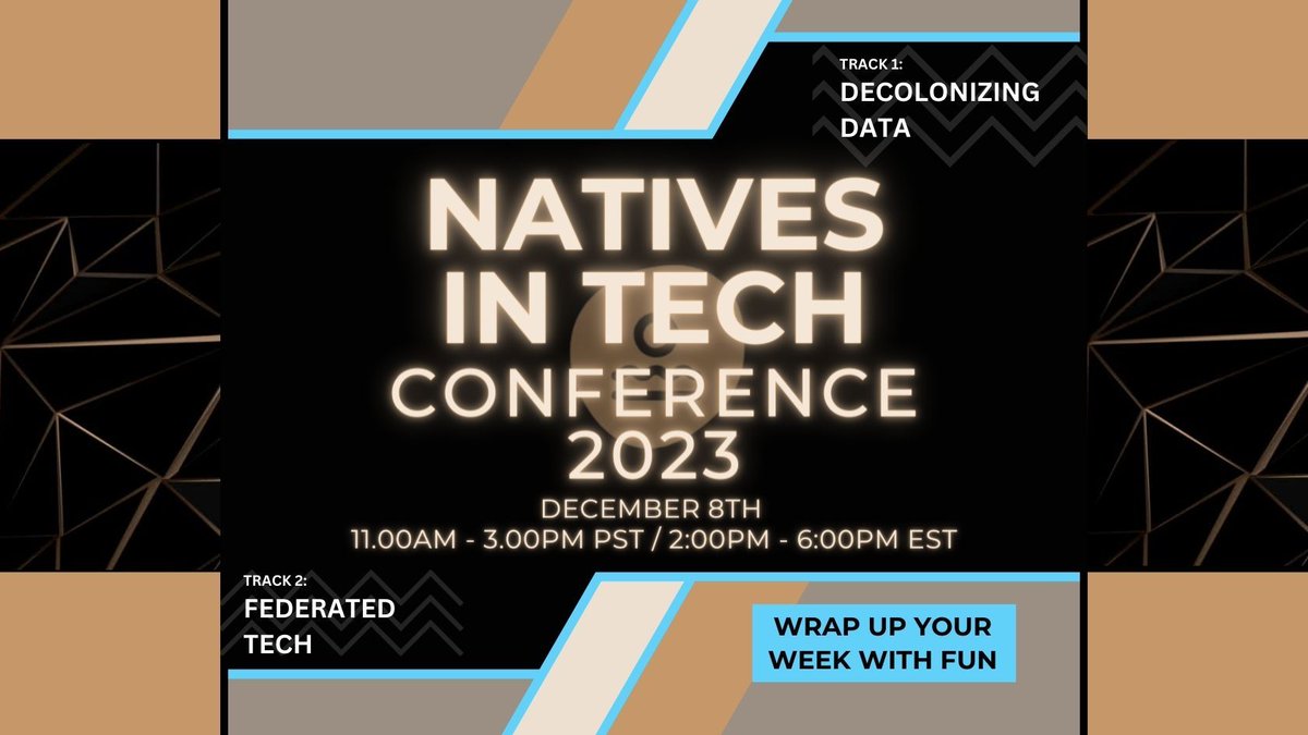 💥 Attention #IndigenousPeoples in the tech industry! 💥 #NITConf2023 is your chance to learn, connect, and network with like minded Native and non-Native allies. Get ready for another year! Save the date: FRIDAY, DECEMBER 8th! bit.ly/NITConf2023